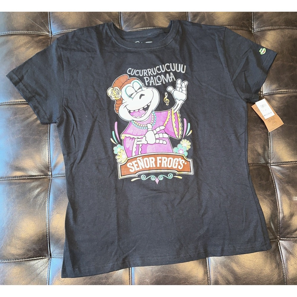 Senor Frog's‎ ® Women Size XL Cucurrucucuuu Paloma T-Shirt Black Mexico